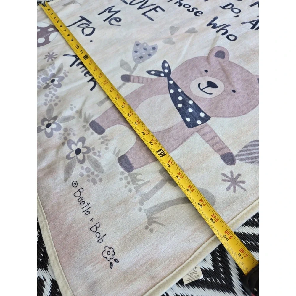 Beetle + Bob Baby Blanket Father In Heaven Prayer Plush Neutral Teddy Bear Gray‎
